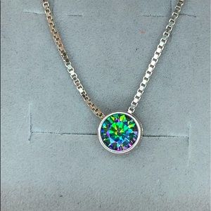 Certified, 0.5CT Mystic Moissanite Diamond pendant